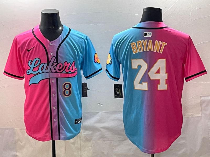 Men 2025 Los Angeles Lakers #24 Bryant Blue pink Nike NBA Jersey style 04->los angeles lakers->NBA Jersey